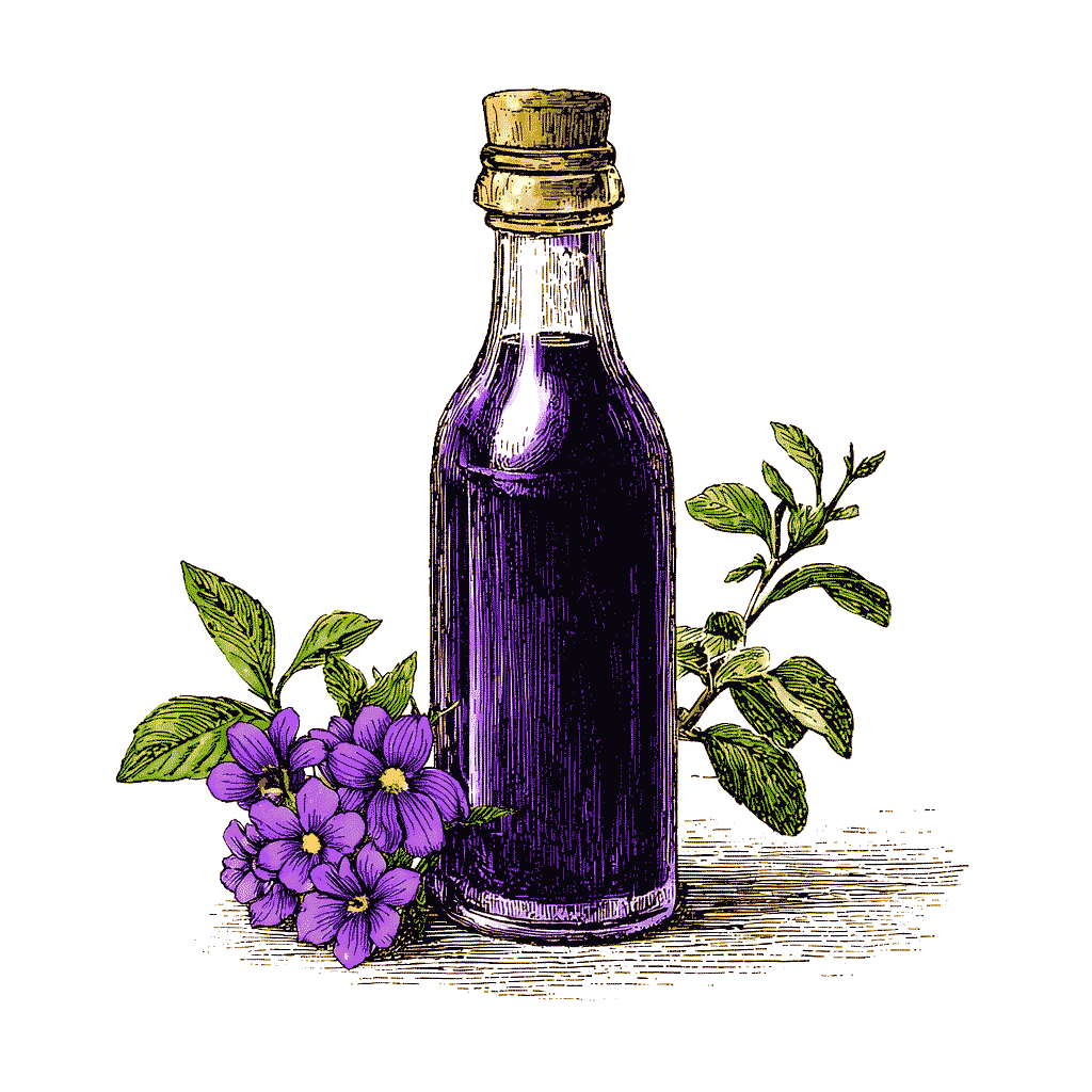 Environ 35 g de fleurs fraîches pour 500 ml de sirop de violette artisanal.