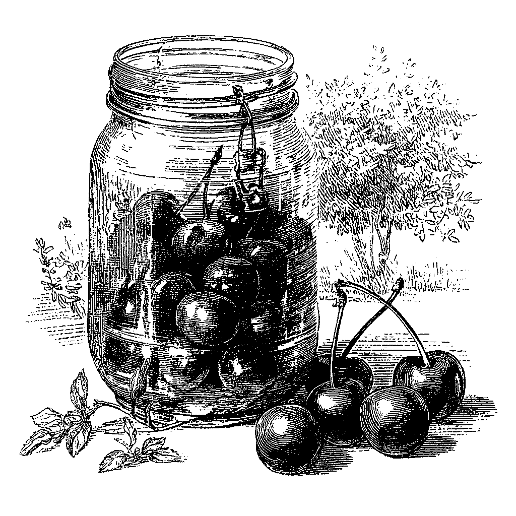 Illustration d'un pot de cerises au naturel