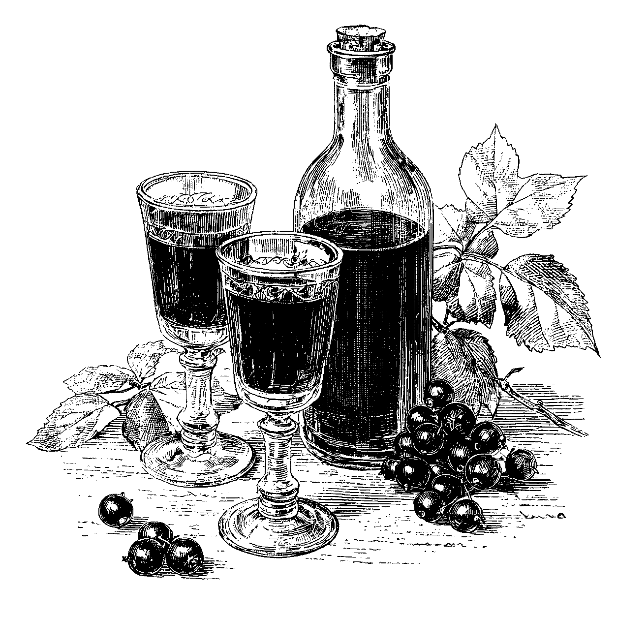 Illustration de verres de kir