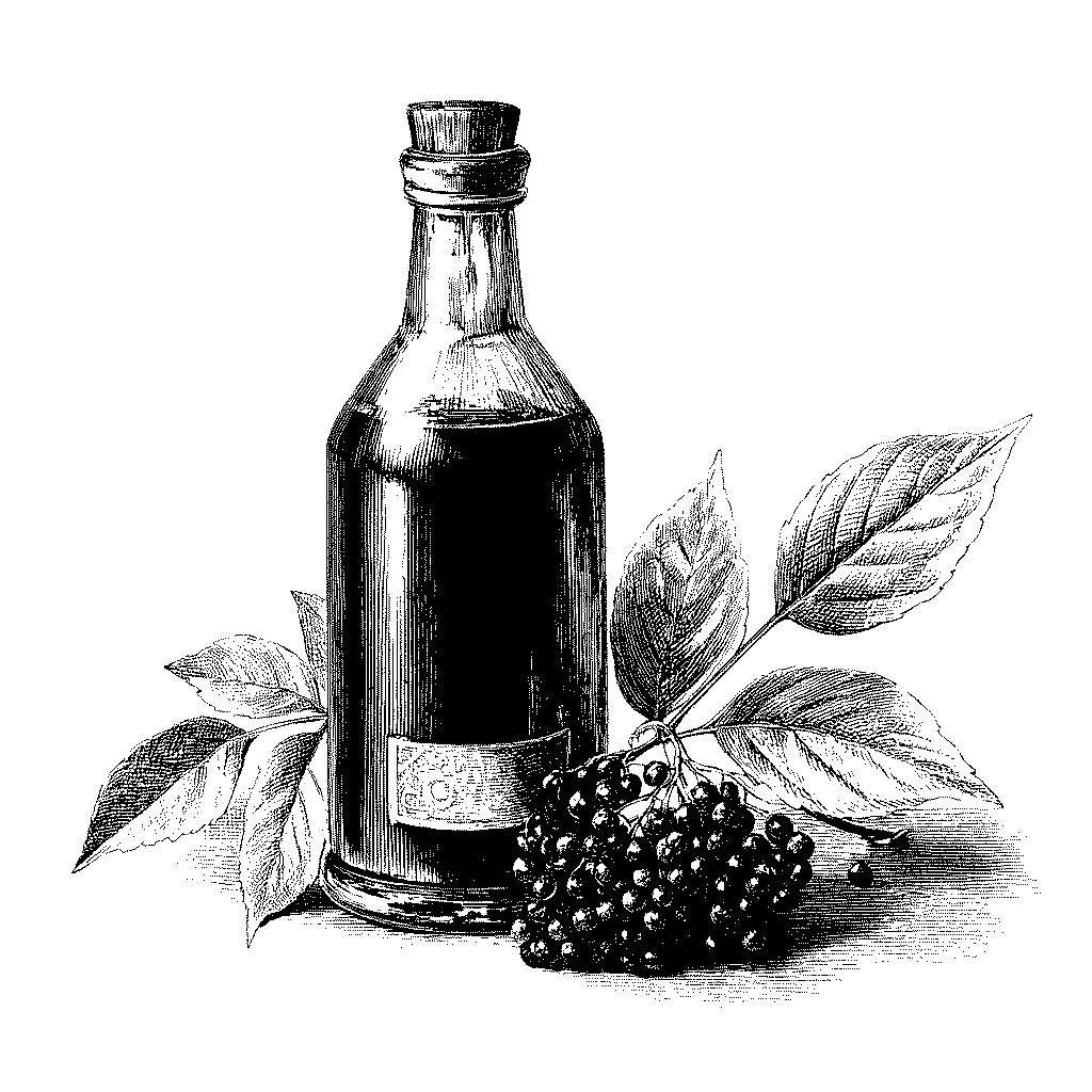 Illustration d'un sirop de sureau