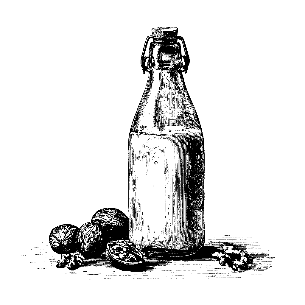 Illustration d'une bouteille de lait de noix'