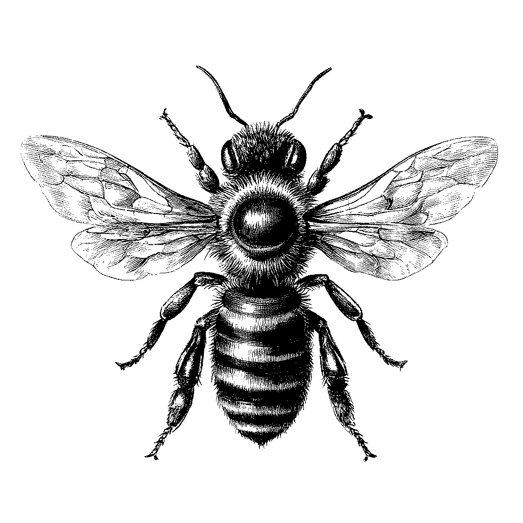 Illustration d’une abeille vue de haut