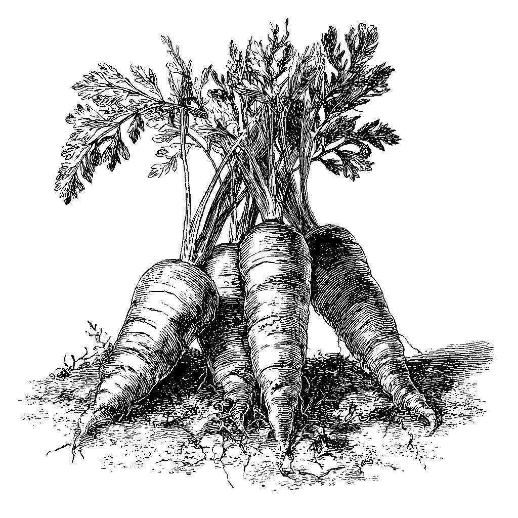 Illustration d'une récolte de carottes potagères