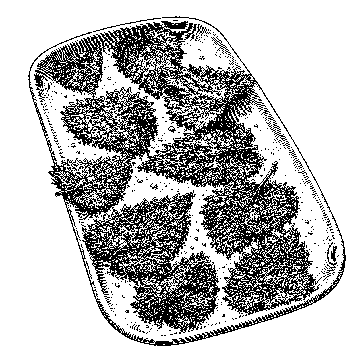 Illustration de feuilles d’ortie croustillantes