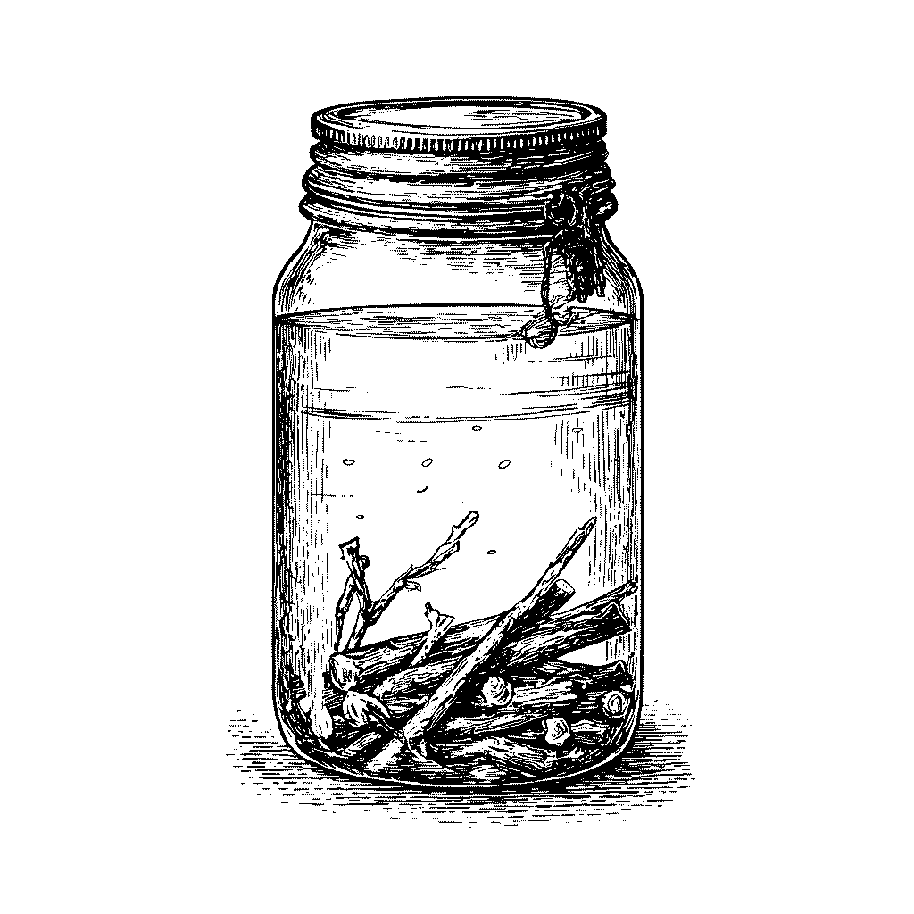 Rameaux de saule en macération dans l’eau