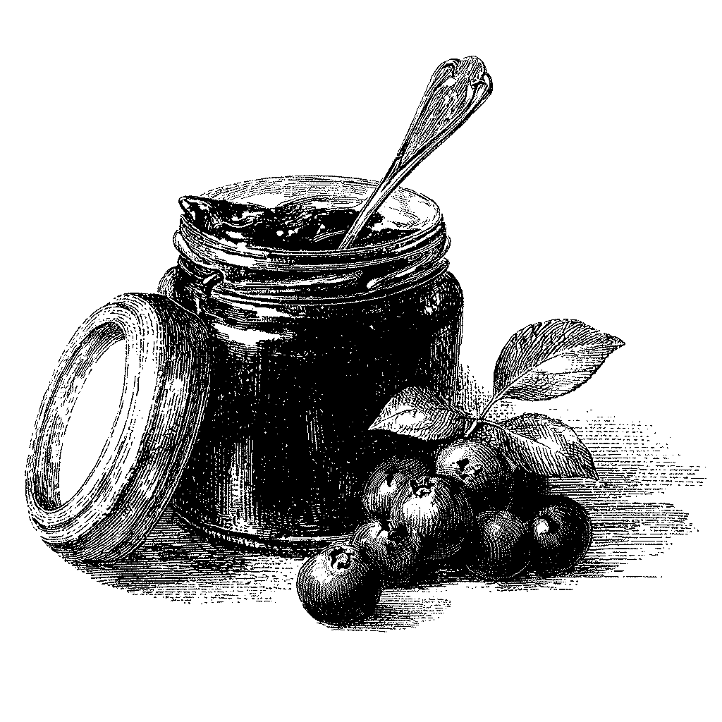 Illustration d’un pot de gelée de myrtilles