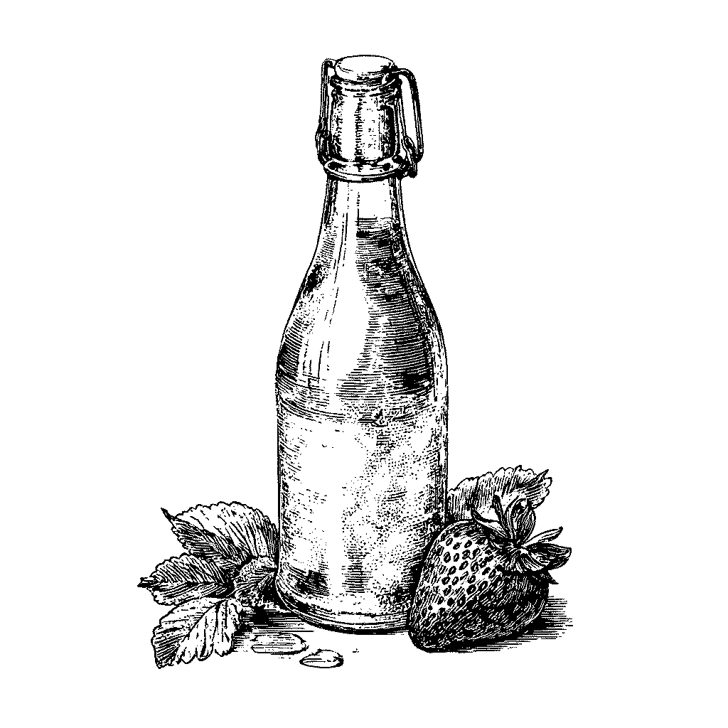 Illustration d’un kéfir de fraises en bouteille