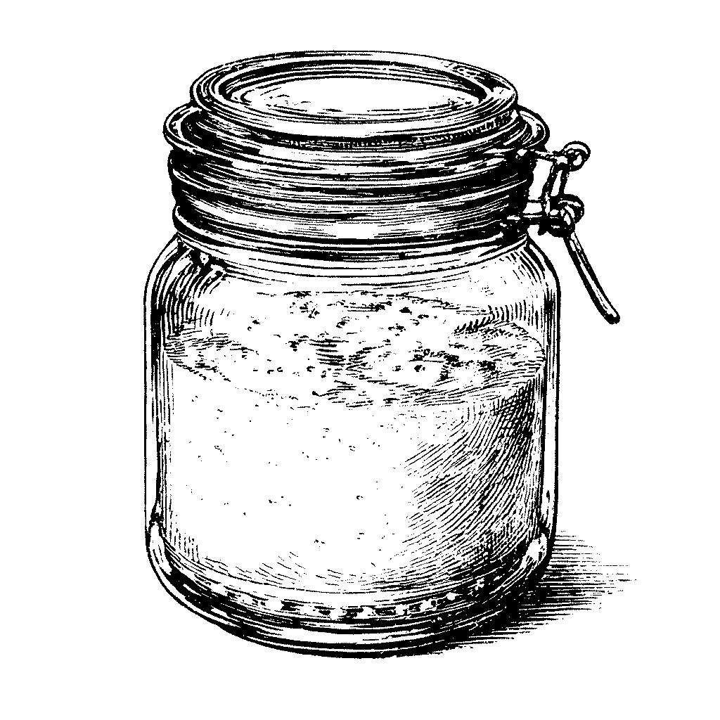 Illustration d’un bocal de levain en fermentation