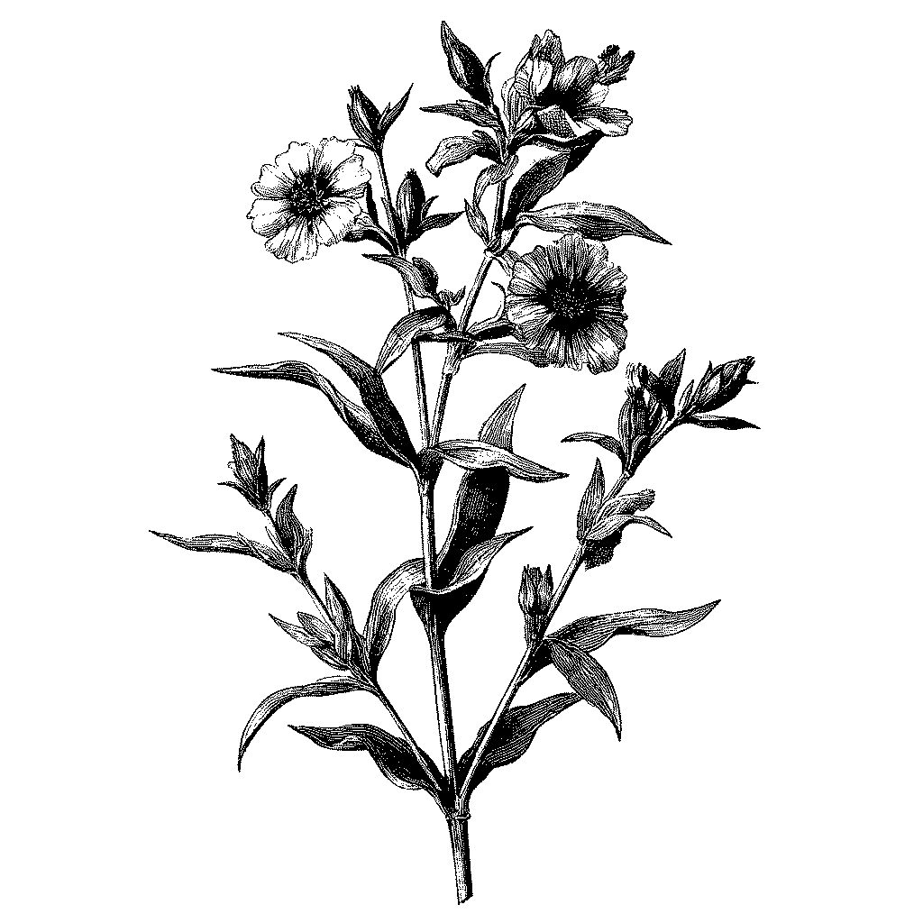Illustration d’un plant de lin en fleur