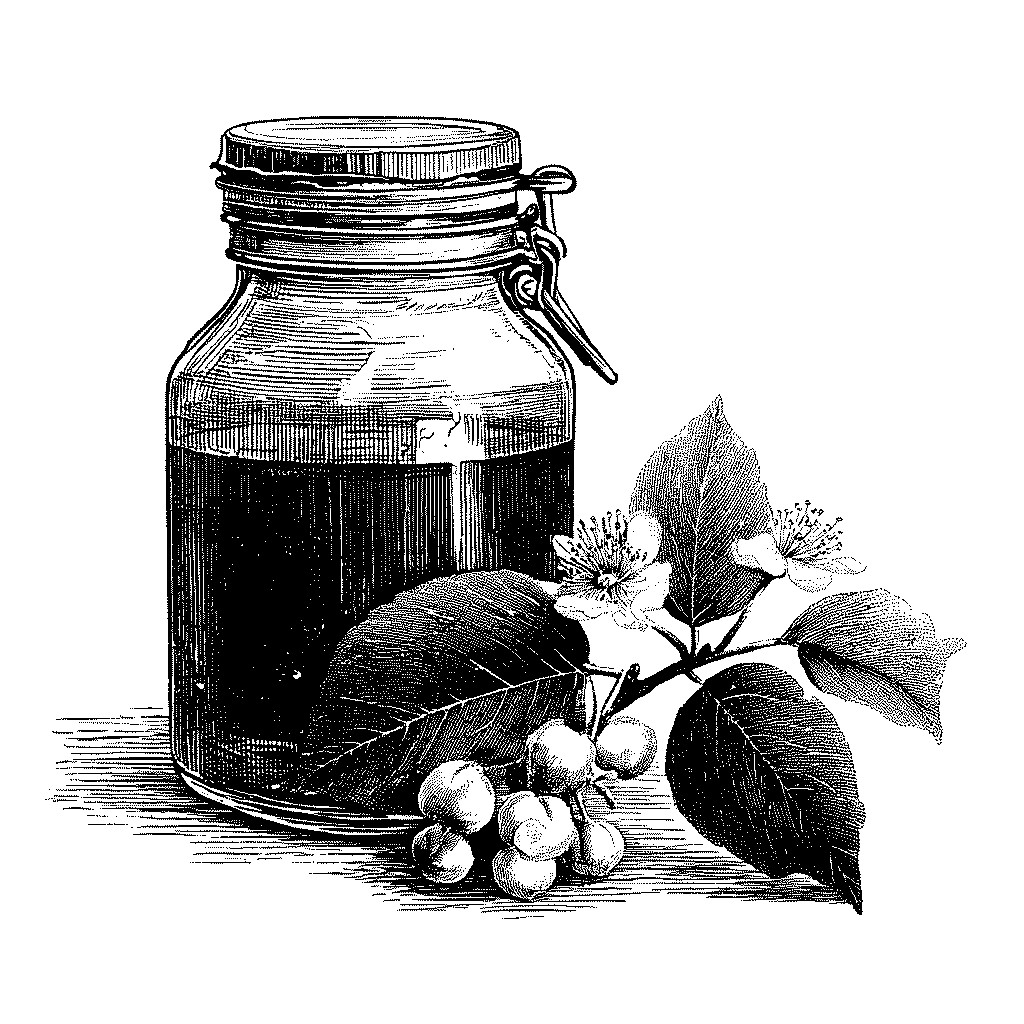 Illustration d’un bocal de macérat de fleurs de tilleul