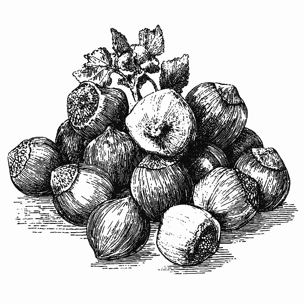 Illustration d'un tas de noisettes