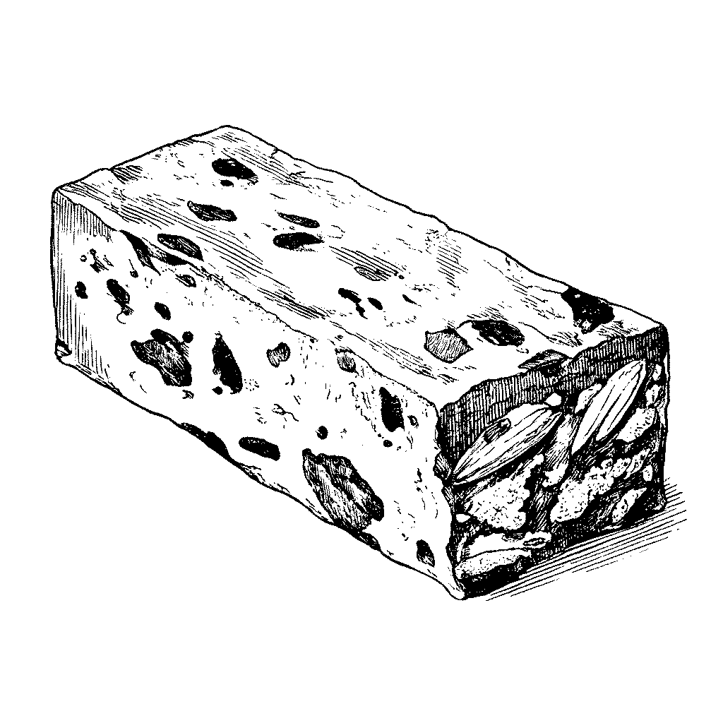 Illustration d'un nougat aux amandes