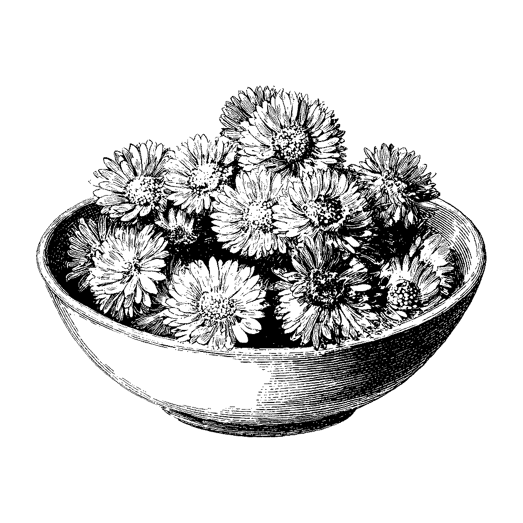 Récolte de fleurs dans un bol