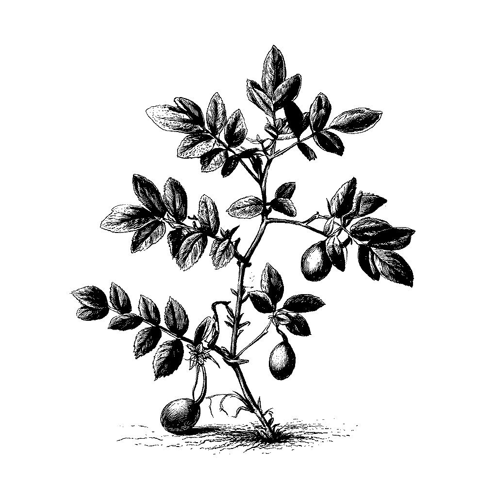 Illustration d’un plant de pois chiche portant des gousses