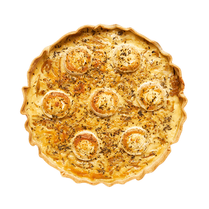 Quiche oignons, chèvre & miel