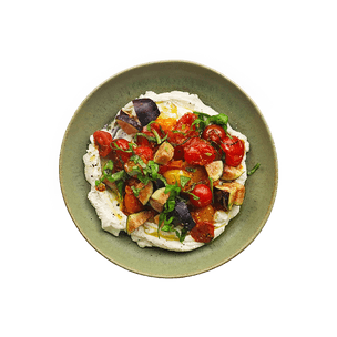 Tomates cerises rôties, figues & ricotta fouettée