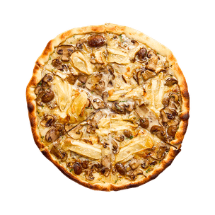 Tarte flambée aux échalotes, champignons & reblochon