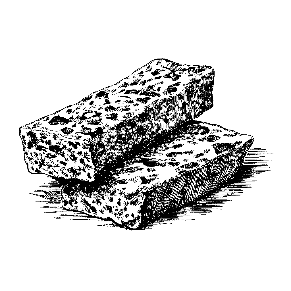 Illustration d’un bloc de tempeh fermenté tranché